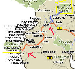 Map To Rincon de la Vieja National Park &
          Volcano